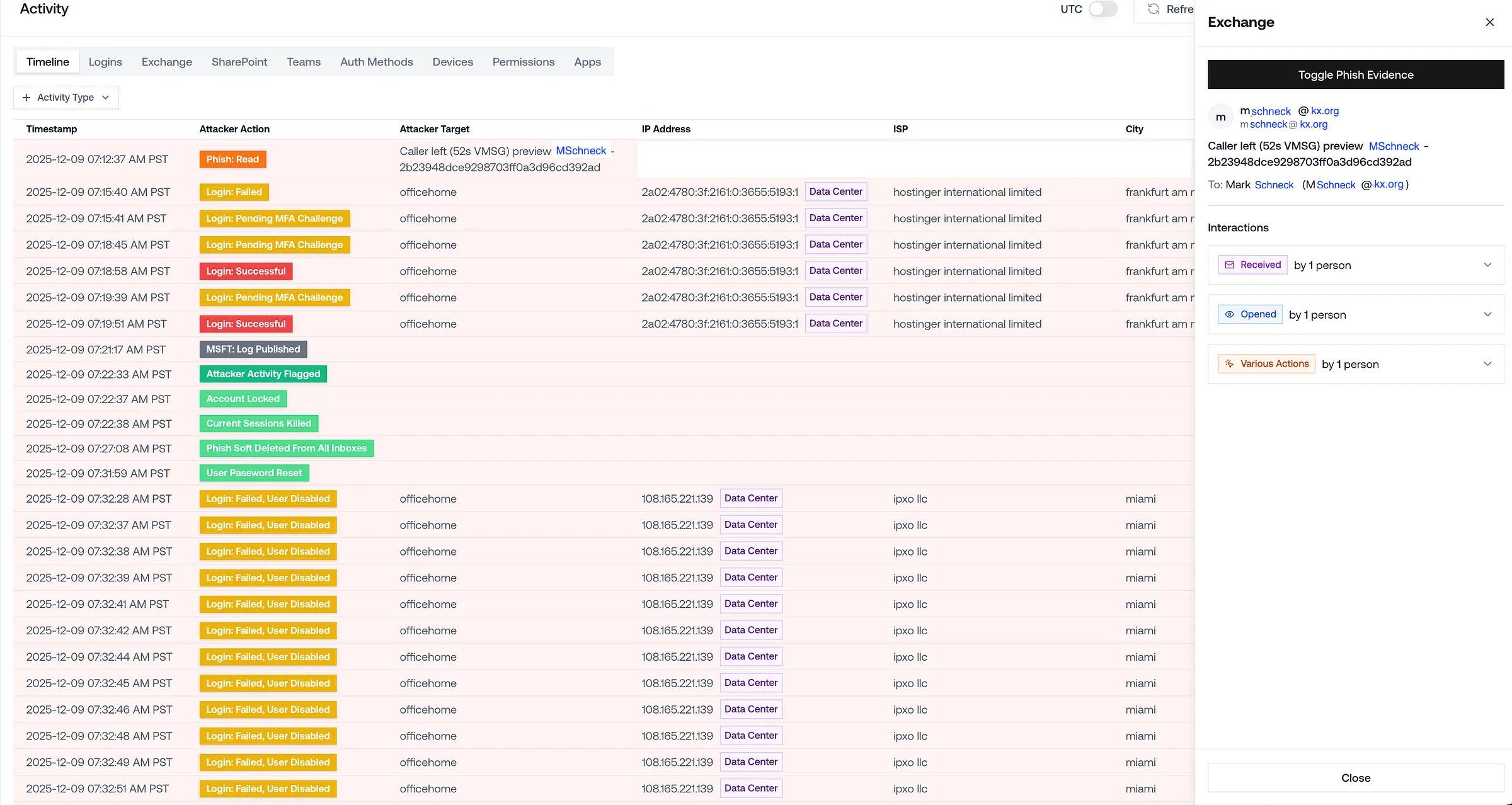 A voicemail notification email purporting to be a voicemail preview from the user themselves.